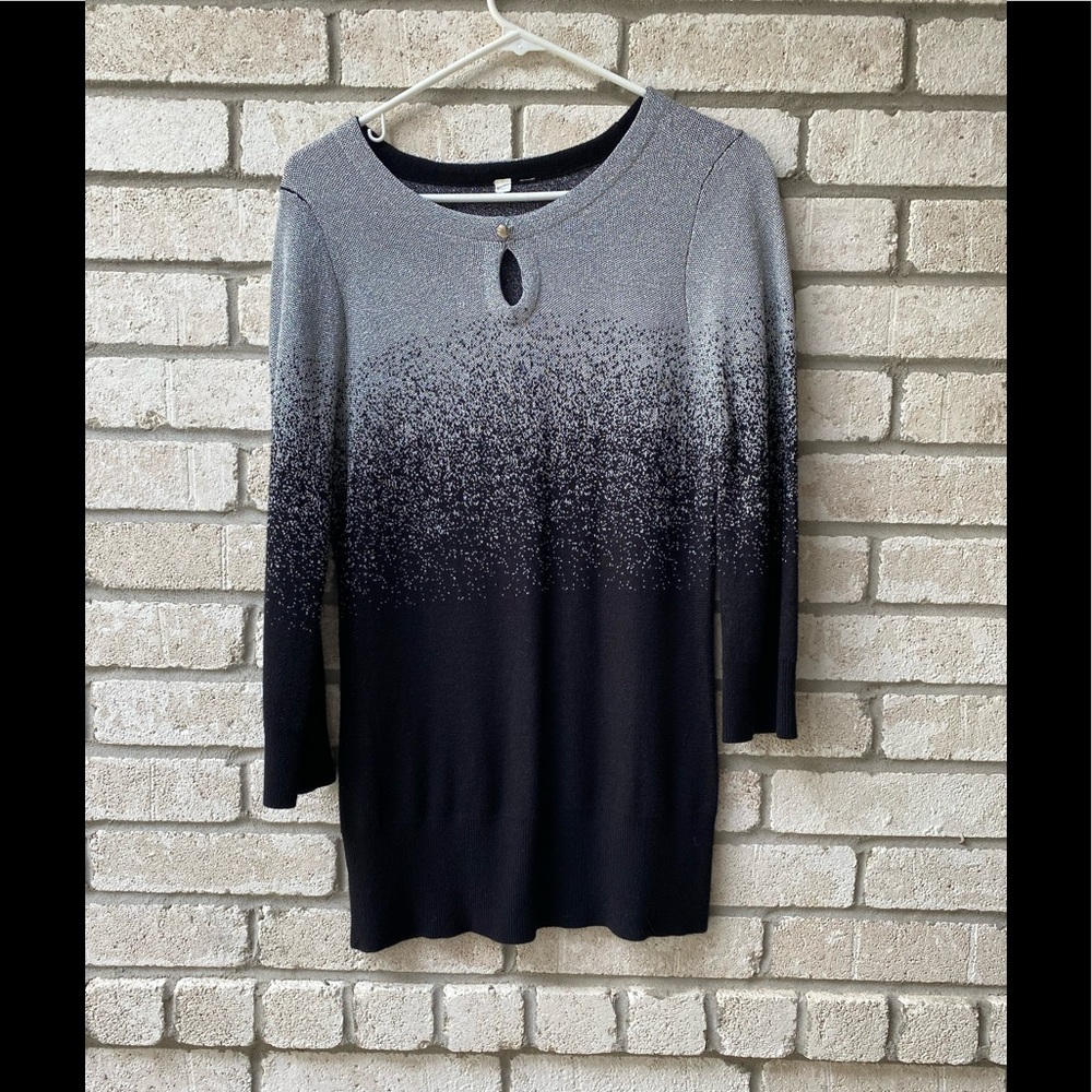 Untitled silver and black sparkly sweater.